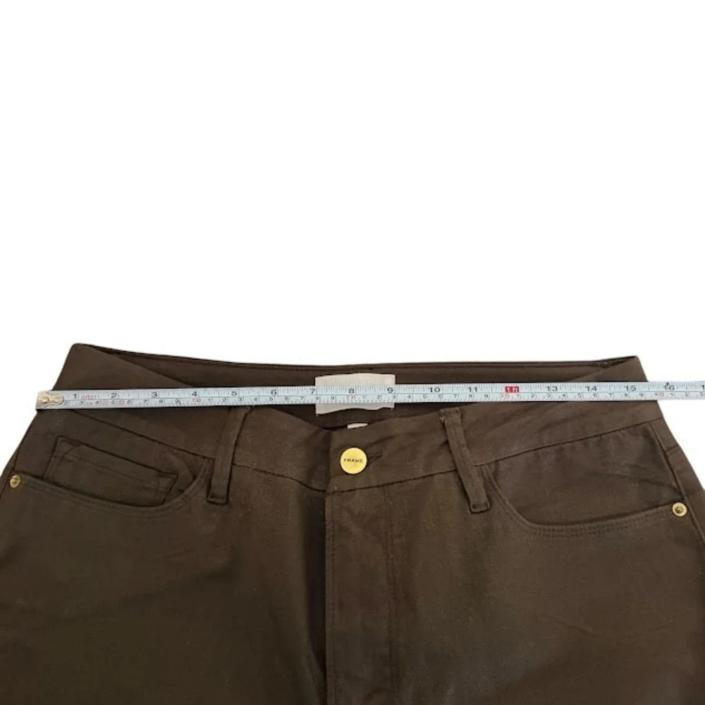 Frame‎ Le Crop Mini Boot Cut Waxed Coated Brown Cropped Jeans Womens 30